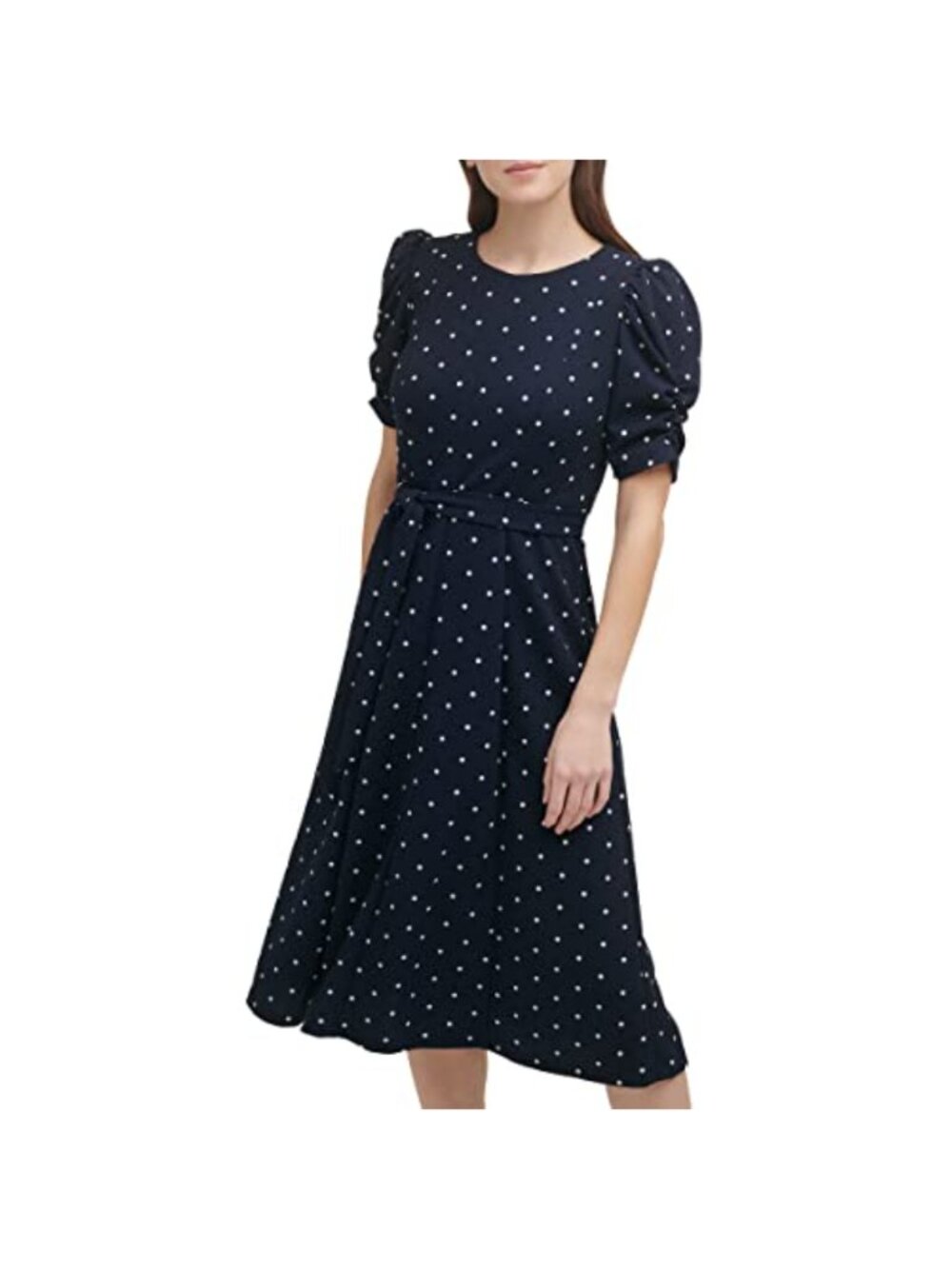 DKNY Puff Sleeve Sheath Mini Dress Fit & Flare Polyester Spandex Wear to Work